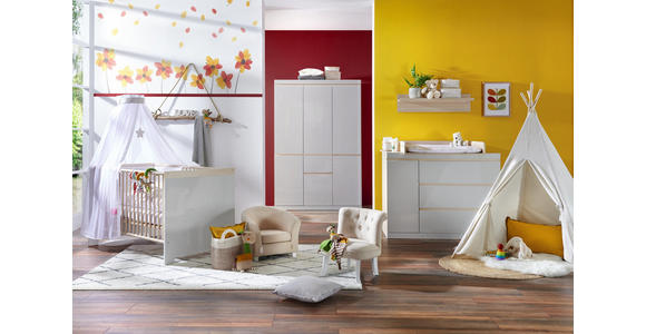 GITTERBETT Antonia - Eschefarben/Hellgrau, Design, Holzwerkstoff (143/83/78cm) - My Baby Lou
