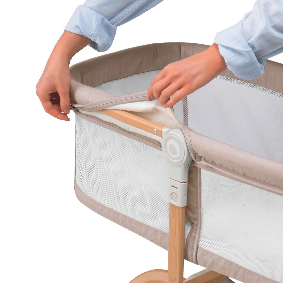 REISEBETT Malin Evo Beige, Naturfarben, Weiß  - Beige/Naturfarben, Basics, Kunststoff (107/63/93cm) - Lionelo