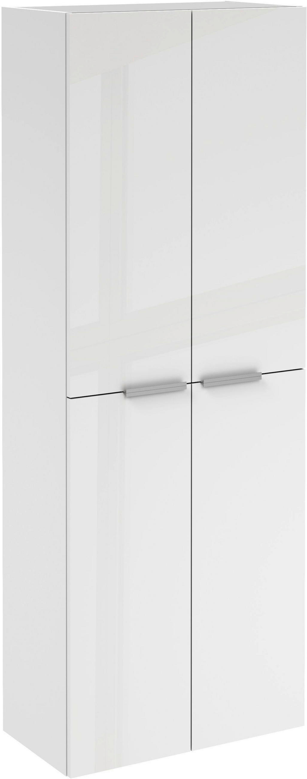 HOCHSCHRANK 60/162/31,8 cm  - Chromfarben/Weiß, MODERN, Glas/Holzwerkstoff (60/162/31,8cm) - Voleo