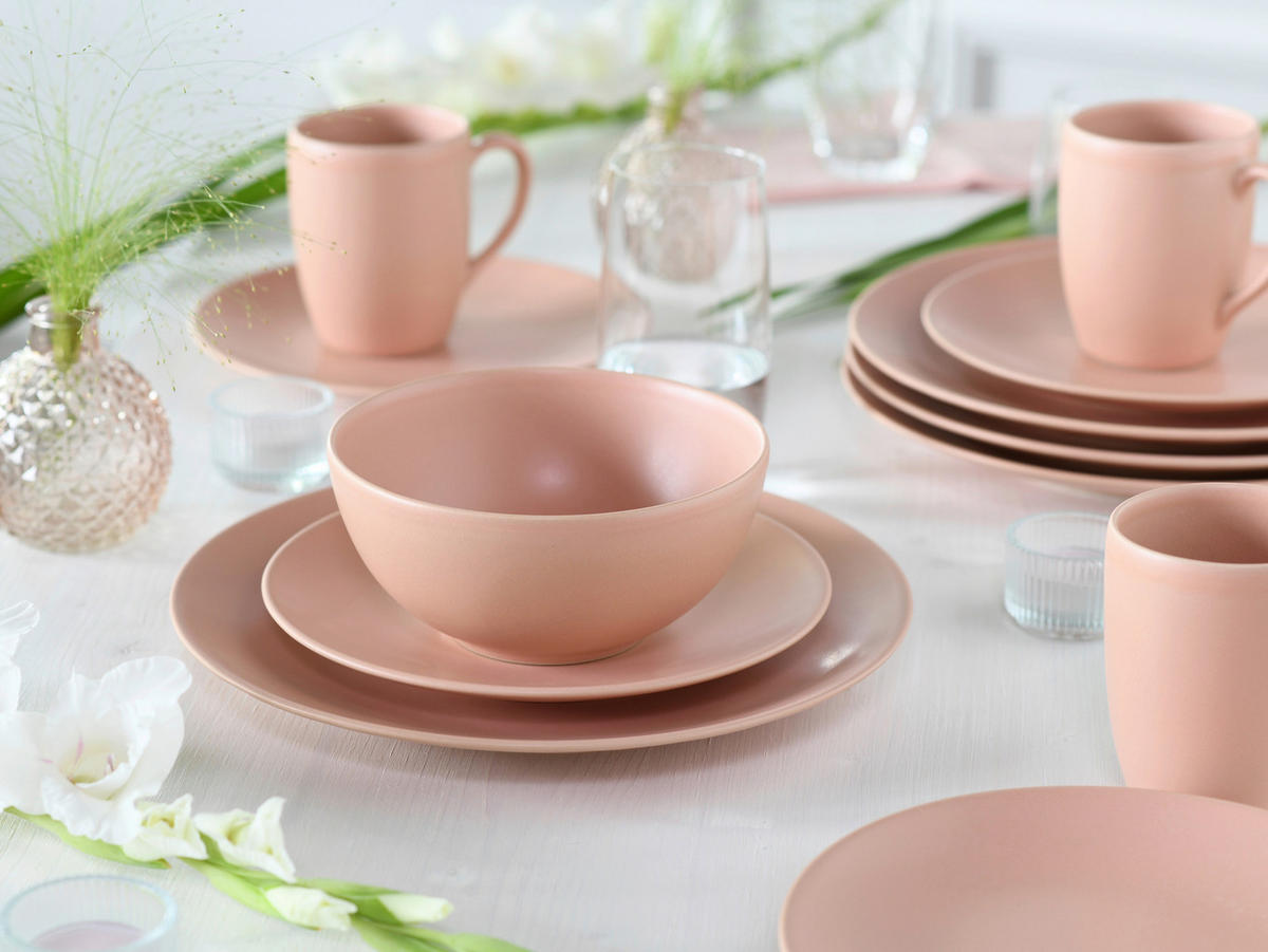 KOMBISERVICE Soft Touch Peach 16-teilig  - Rosa, Basics, Keramik - Creatable