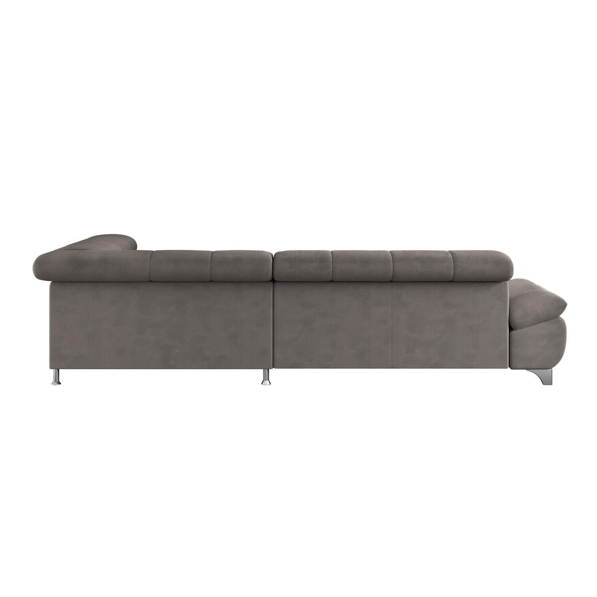 ECKSOFA Braun Chenille  - Chromfarben/Braun, KONVENTIONELL, Textil/Metall (312/234cm) - Livetastic