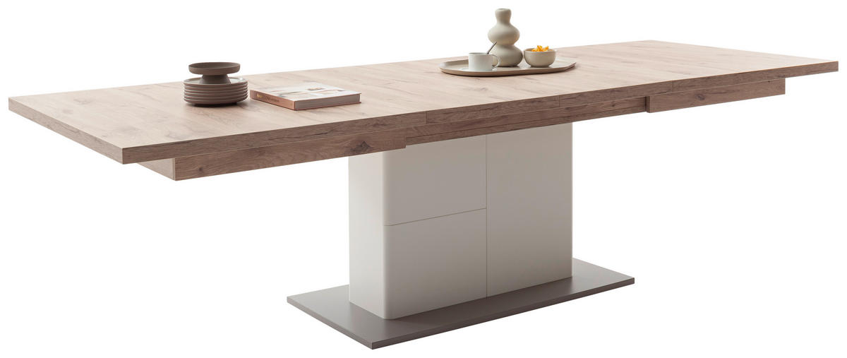 ESSTISCH in Holzwerkstoff  - Weiss/Eichefarben, Design, Holzwerkstoff (180/77/100cm) - Livetastic