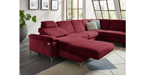 WOHNLANDSCHAFT in Chenille Rot - Rot/Alufarben, Design, Textil/Metall (170/333/265cm) - Dieter Knoll