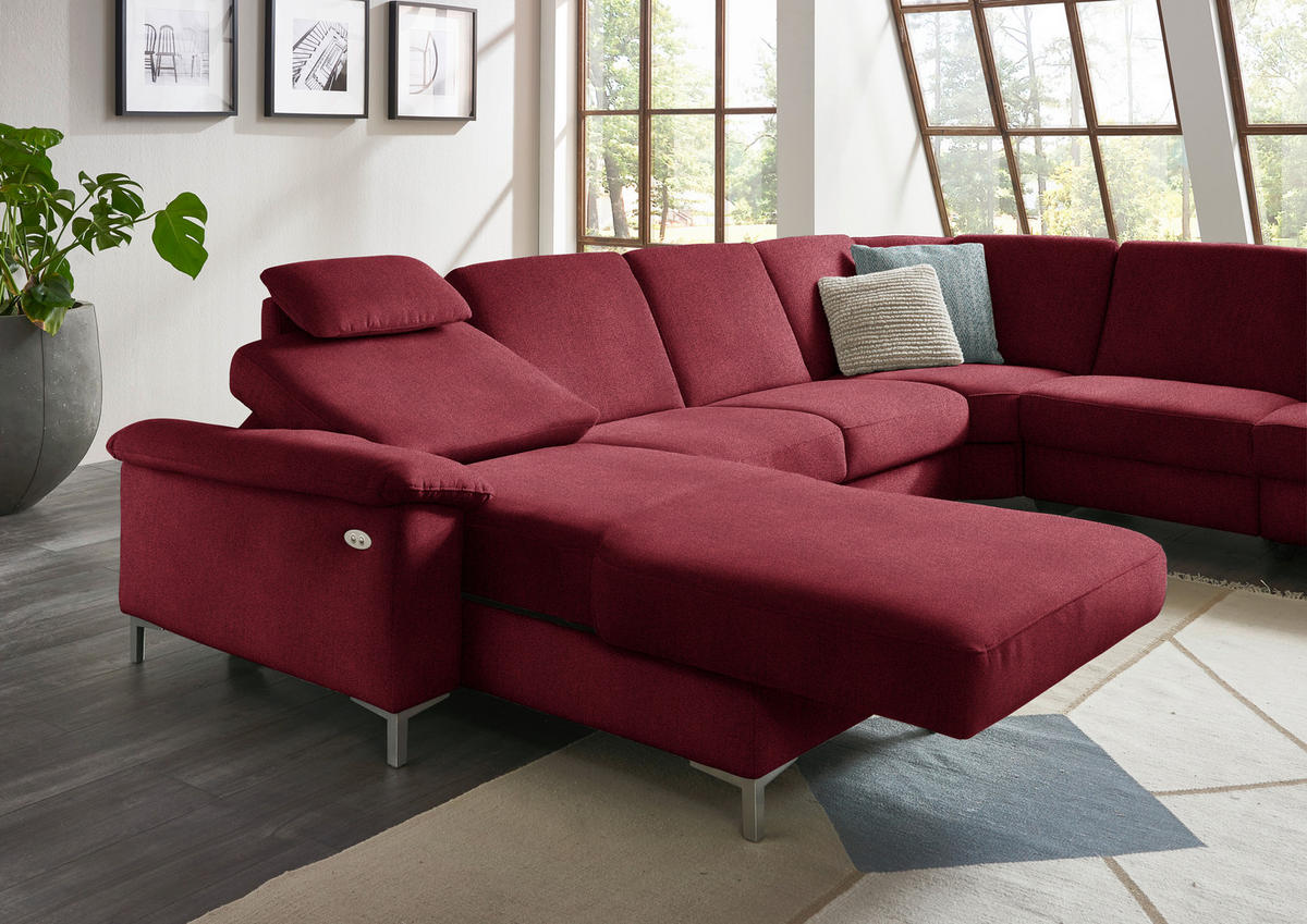 WOHNLANDSCHAFT in Chenille Rot  - Rot/Alufarben, Design, Textil/Metall (170/333/265cm) - Dieter Knoll