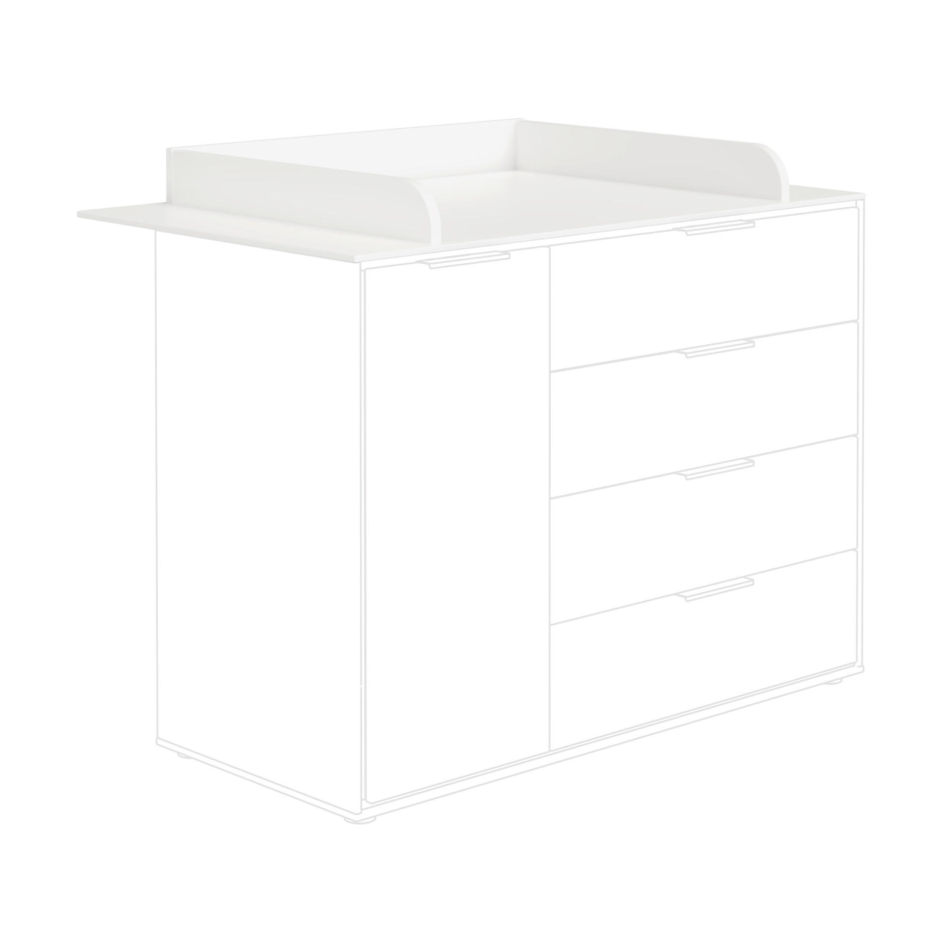 WICKELAUFSATZ Lieven - Weiß, Basics, Holzwerkstoff (125,9/11,5/78,6cm) - Paidi