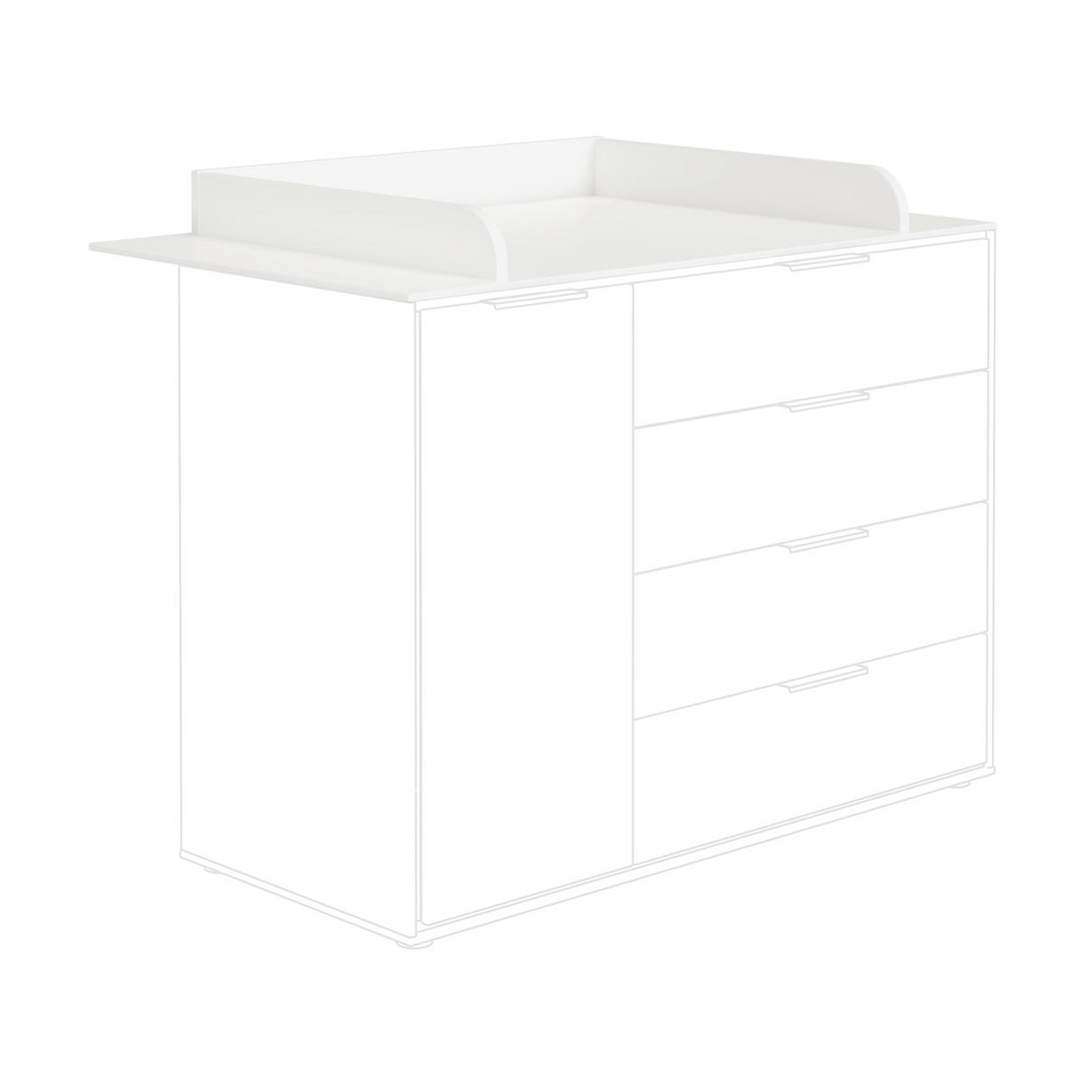 WICKELAUFSATZ Lieven  - Weiß, Basics, Holzwerkstoff (125,9/11,5/78,6cm) - Paidi