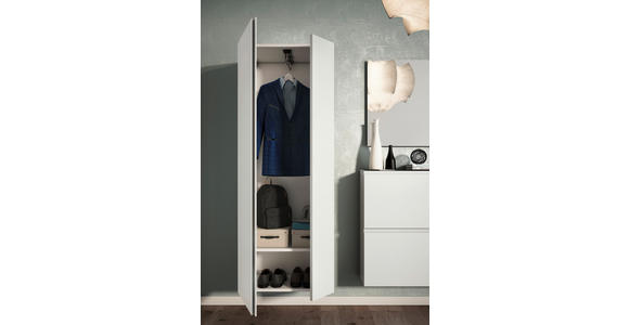 GARDEROBE 5-teilig  in 220/185/33 cm  - Weiß, Design, Glas/Holzwerkstoff (220/185/33cm) - Moderano