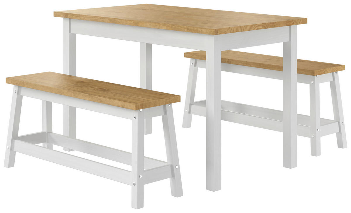 TISCHGRUPPE Naturfarben, Weiß  - Naturfarben/Weiß, Natur, Holz (120/98/76,5/46/70/28cm) - Livetastic