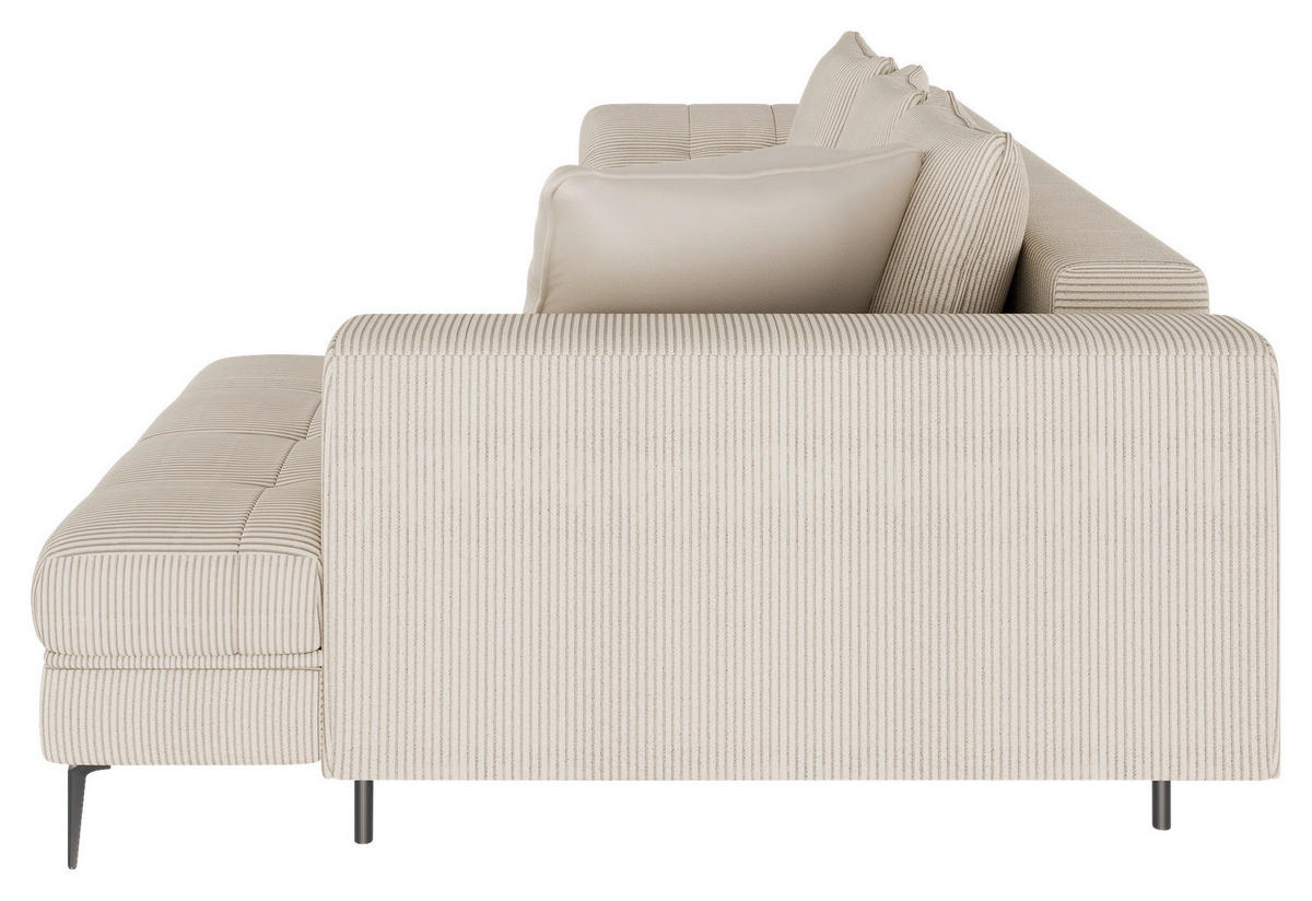 ECKSOFA in Cord Creme  - Creme/Schwarz, Design, Textil (276/177cm) - MID.YOU