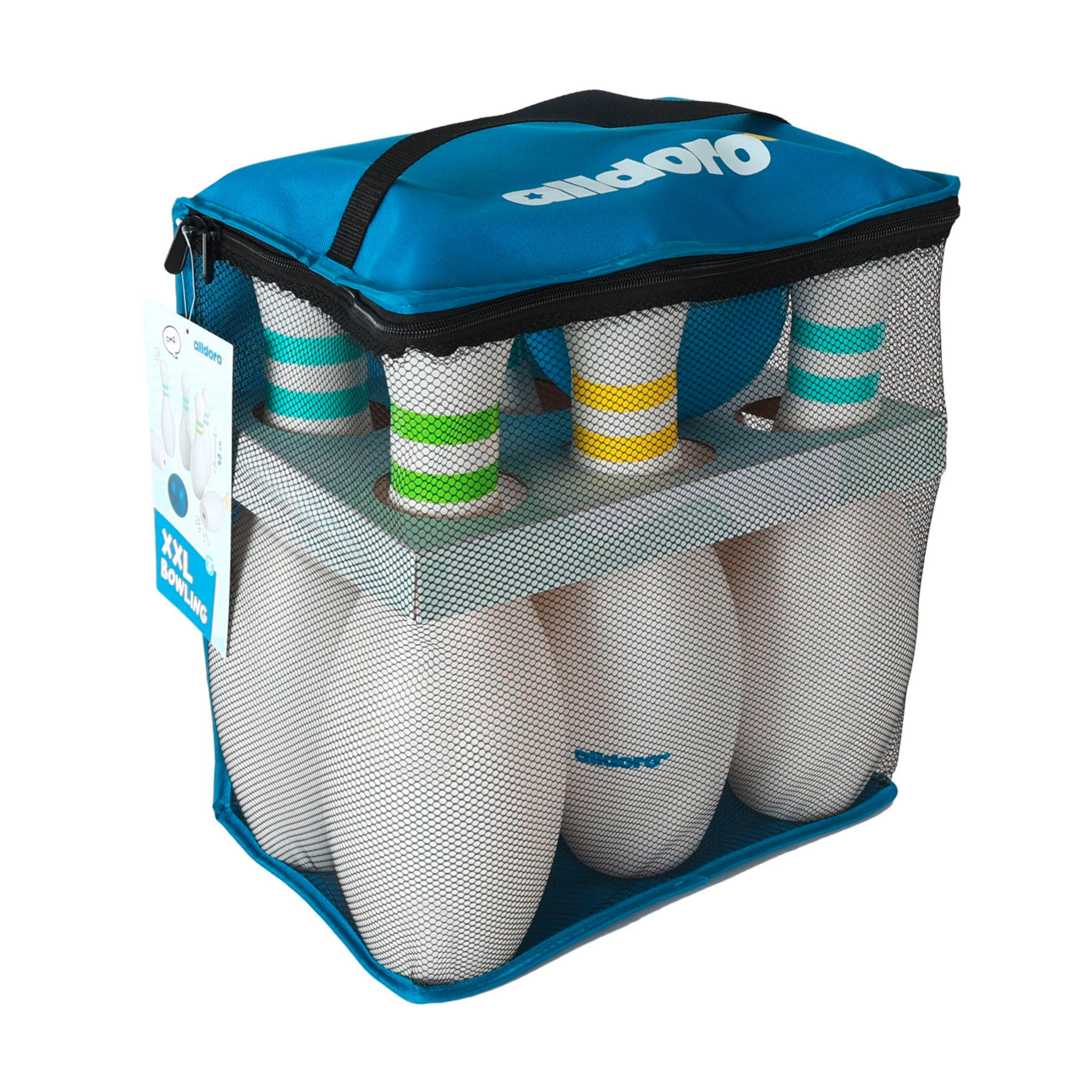 OUTDOORSPIEL XXL Bowling  - Blau/Pastellgrün, Basics, Kunststoff/Textil (13/38,5/13cm) - alldoro