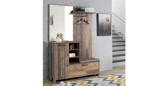 GARDEROBE  in 132/201/42 cm  - Dunkelgrau, Trend, Glas/Leder (132/201/42cm) - Carryhome