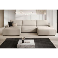 WOHNLANDSCHAFT CHALLENGE Beige Struktur  - Beige/Schwarz, MODERN, Kunststoff/Textil (168/333/168cm) - Trendmanufaktur