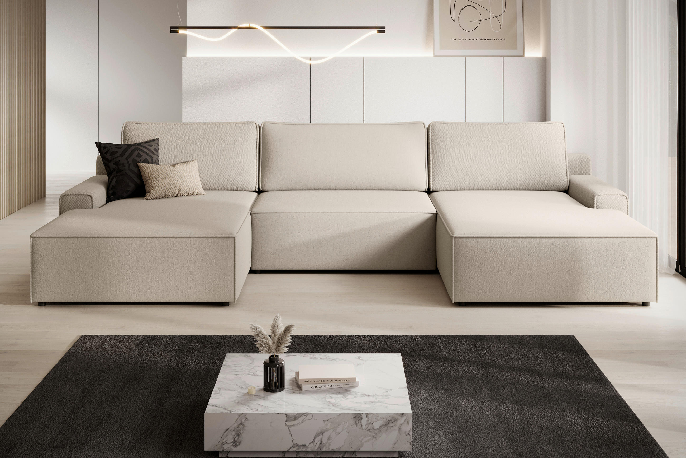 Trendmanufaktur Wohnlandschaft Challenge Beige 333x168 cm
