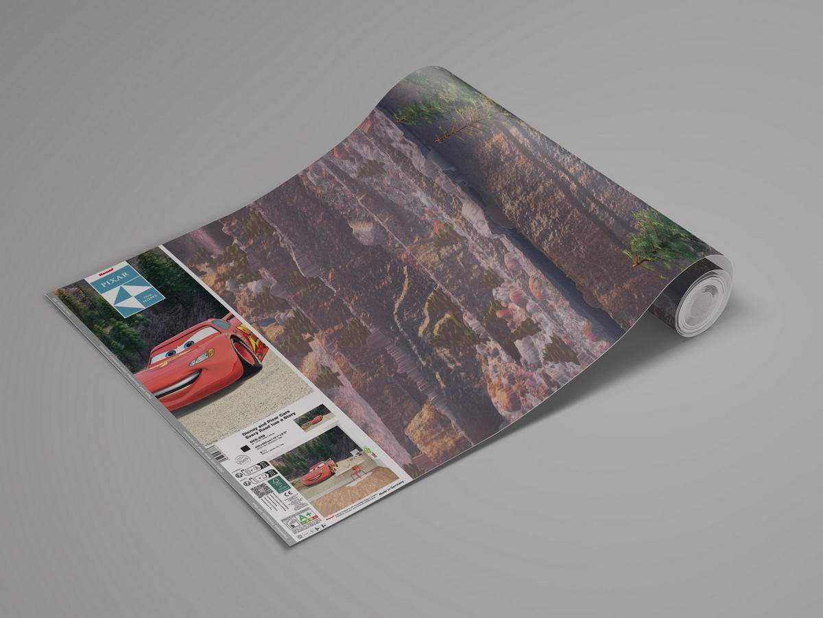 FOTOTAPETE CARS EVERY ROAD HAS A STORY  - Rot, Design, Textil (400/250cm) - Disney