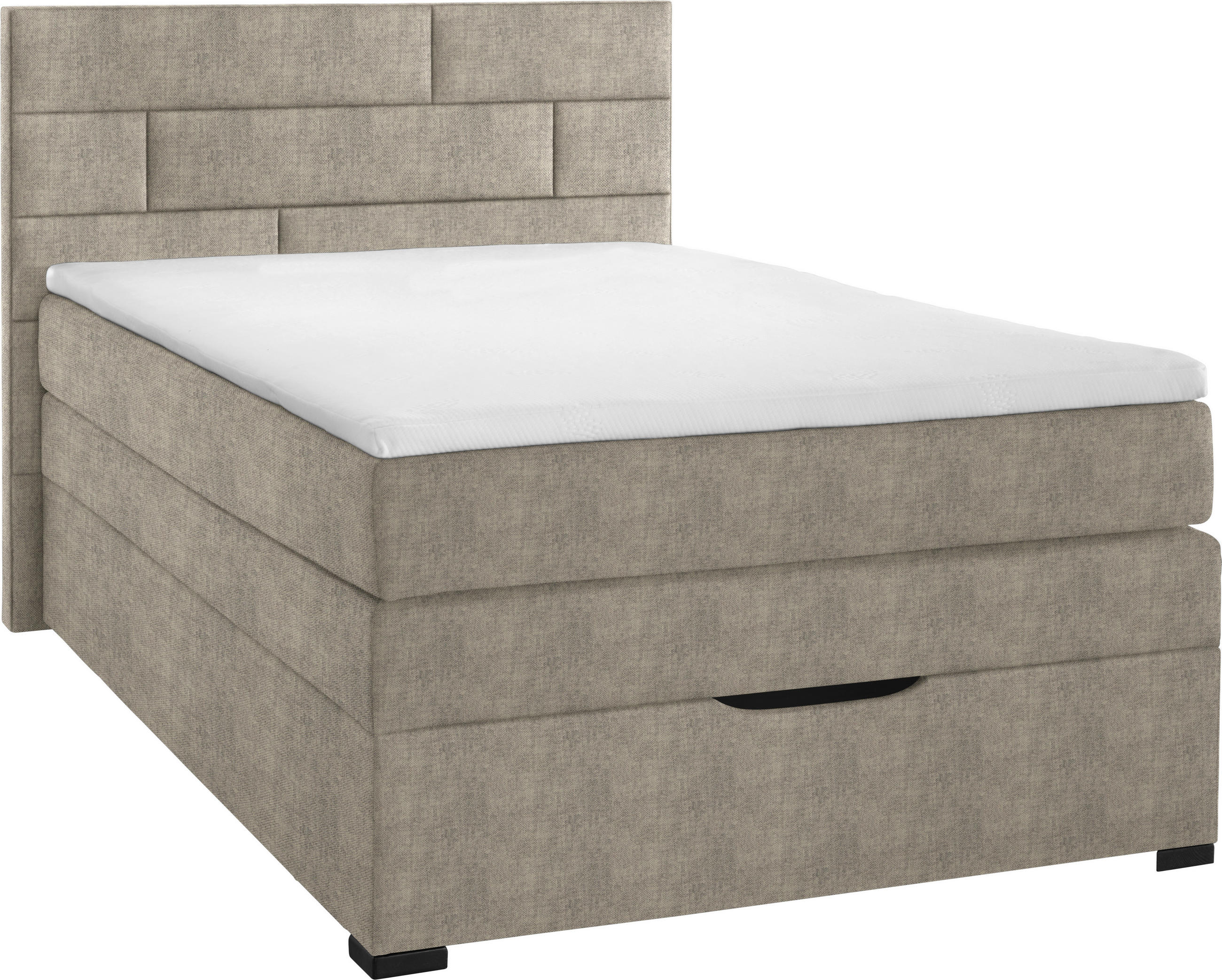 BOXSPRINGBETT 120/200 cm  in Taupe  - Taupe/Wengefarben, KONVENTIONELL, Holz/Textil (120/200cm) - Carryhome