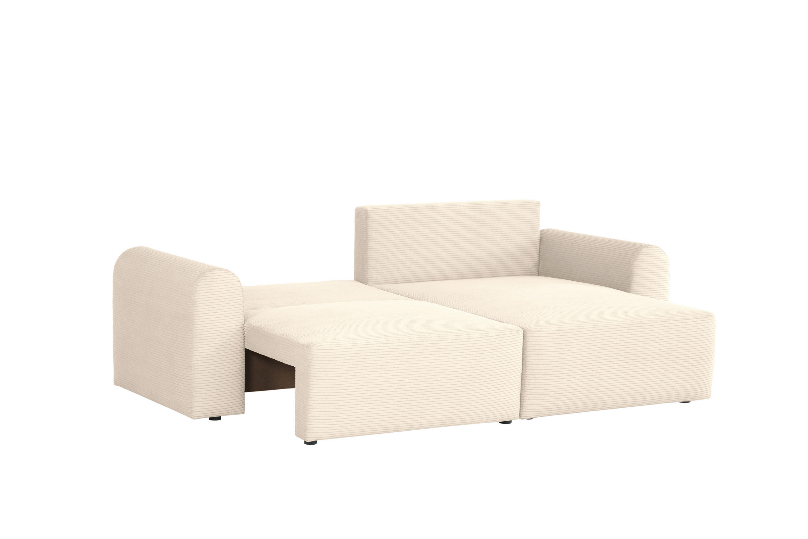 ECKSOFA Creme Cord  - Creme/Schwarz, Design, Kunststoff/Textil (250/151cm) - MID.YOU