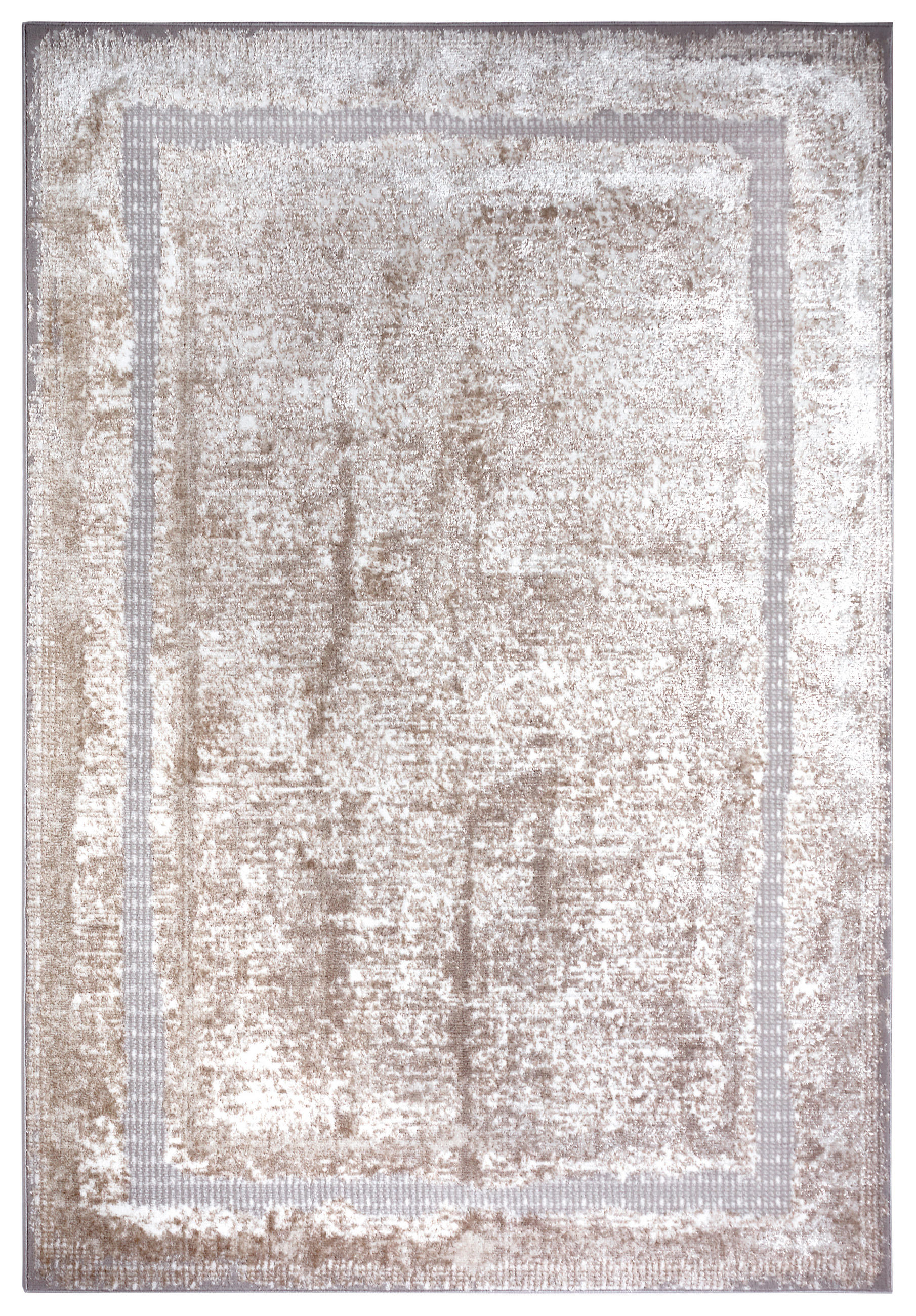 VINTAGE-TEPPICH 67/120 cm Shine Creme, Silberfarben  - Silberfarben/Creme, Design, Kunststoff (67/120cm)