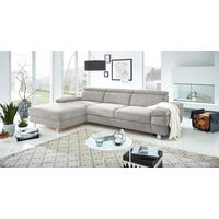ECKSOFA in Webstoff Silberfarben  - Silberfarben, Konventionell, Textil/Metall (260/82/182cm) - Trendmanufaktur