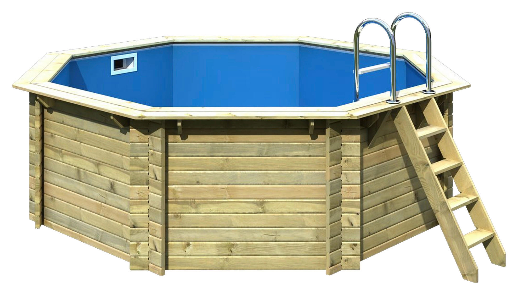 POOL-SET IBIZA 1 KDI 400/124 cm  - Blau/Naturfarben, Basics, Holz (400/124cm) - Karibu