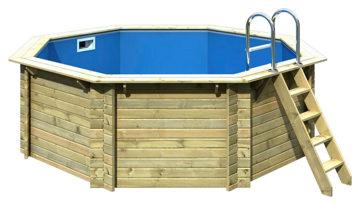 POOL-SET IBIZA 1 KDI 400/124 cm  - Blau/Naturfarben, Basics, Holz (400/124cm) - Karibu