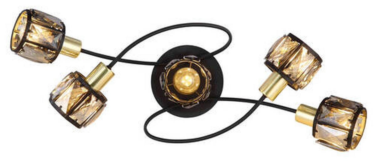 PLAFONIERĂ - auriu/negru, Basics, sticlă/metal (61,4/36/21cm) - Globo