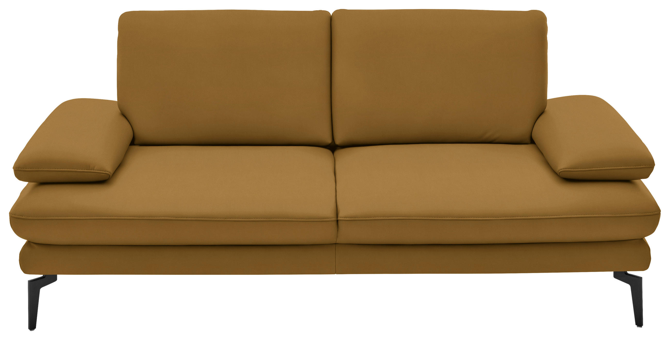 2,5-SITZER in Echtleder Currygelb  - Currygelb/Schwarz, Design, Leder/Metall (196/86/104cm) - Dieter Knoll