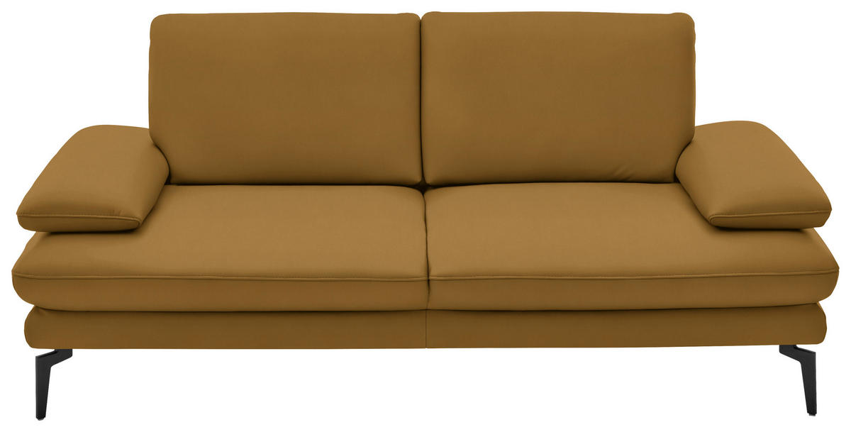 2,5-SITZER in Echtleder Currygelb  - Currygelb/Schwarz, Design, Leder/Metall (196/86/104cm) - Dieter Knoll