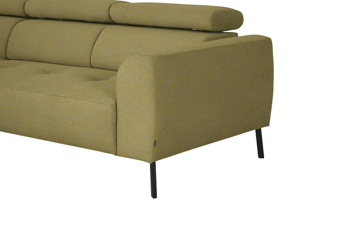ECKSOFA in Struktur Gelb  - Gelb/Schwarz, Design, Textil/Metall (205/280cm) - Xora