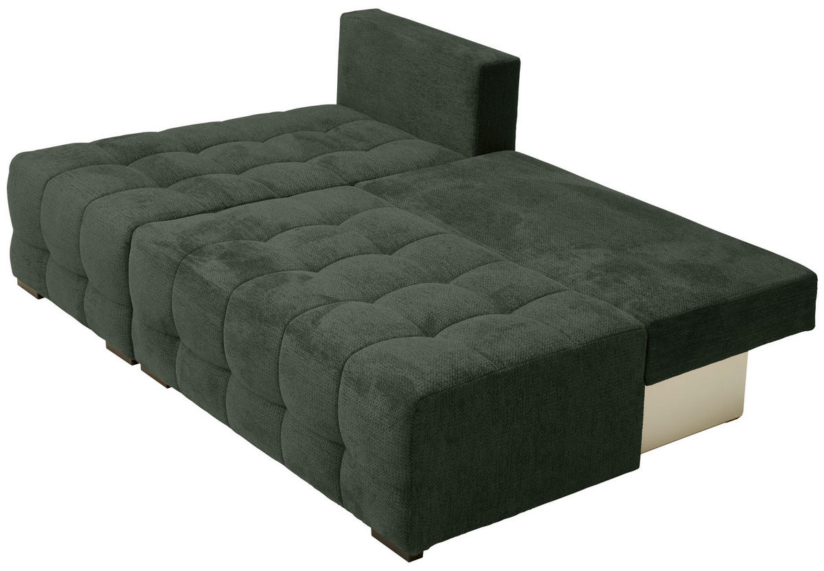 ECKSOFA  in Chenille Dunkelgrün  - Dunkelgrün/Schwarz, MODERN, Kunststoff/Textil (145/204cm) - home24