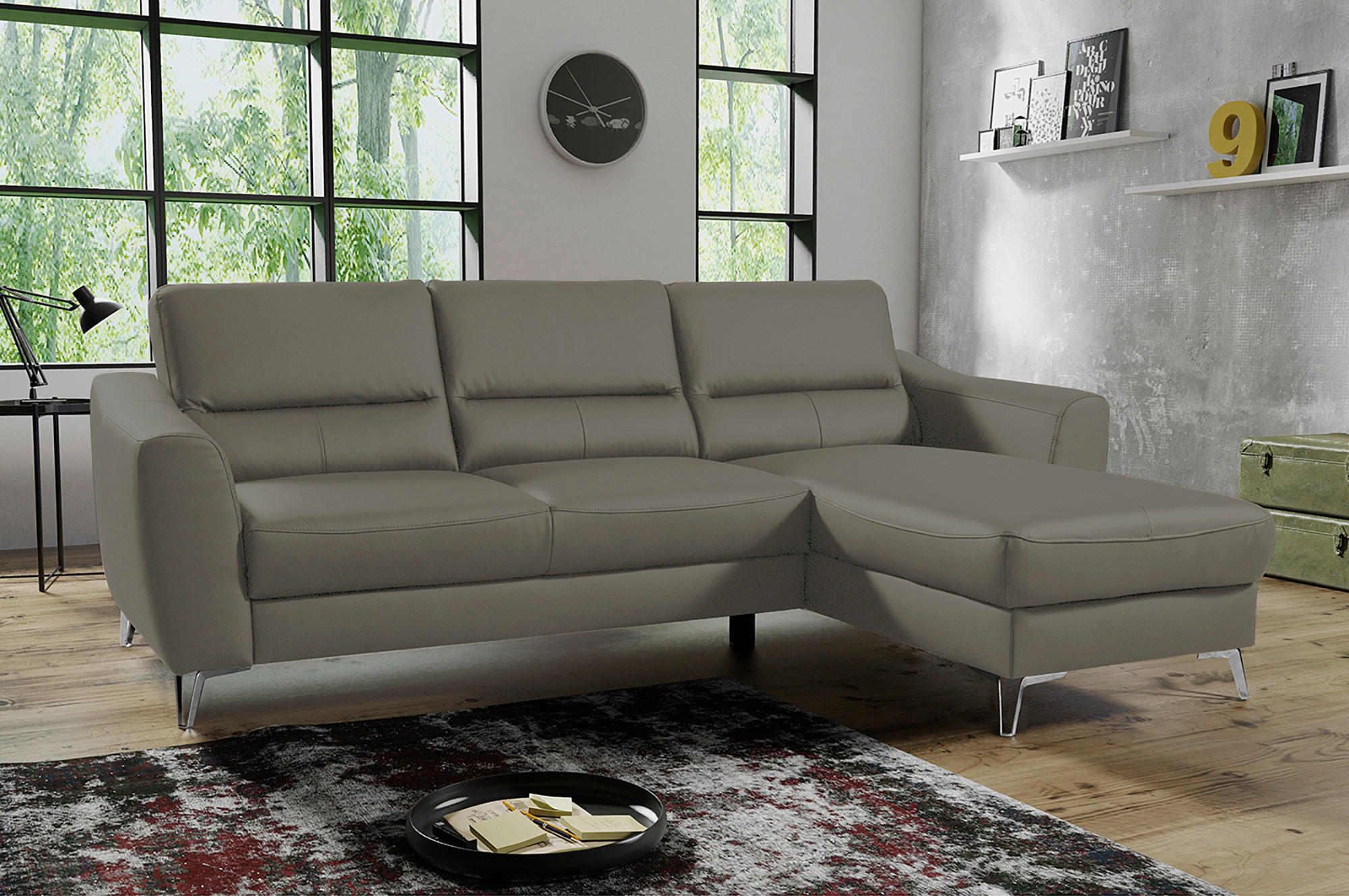 Thumbnail - Livetastic Ecksofa, Sahara, Textil, Leder, Echtleder, Rindleder, 3-Sitzer, seitenverkehrt montierbar, L-Form, 241x168 cm...