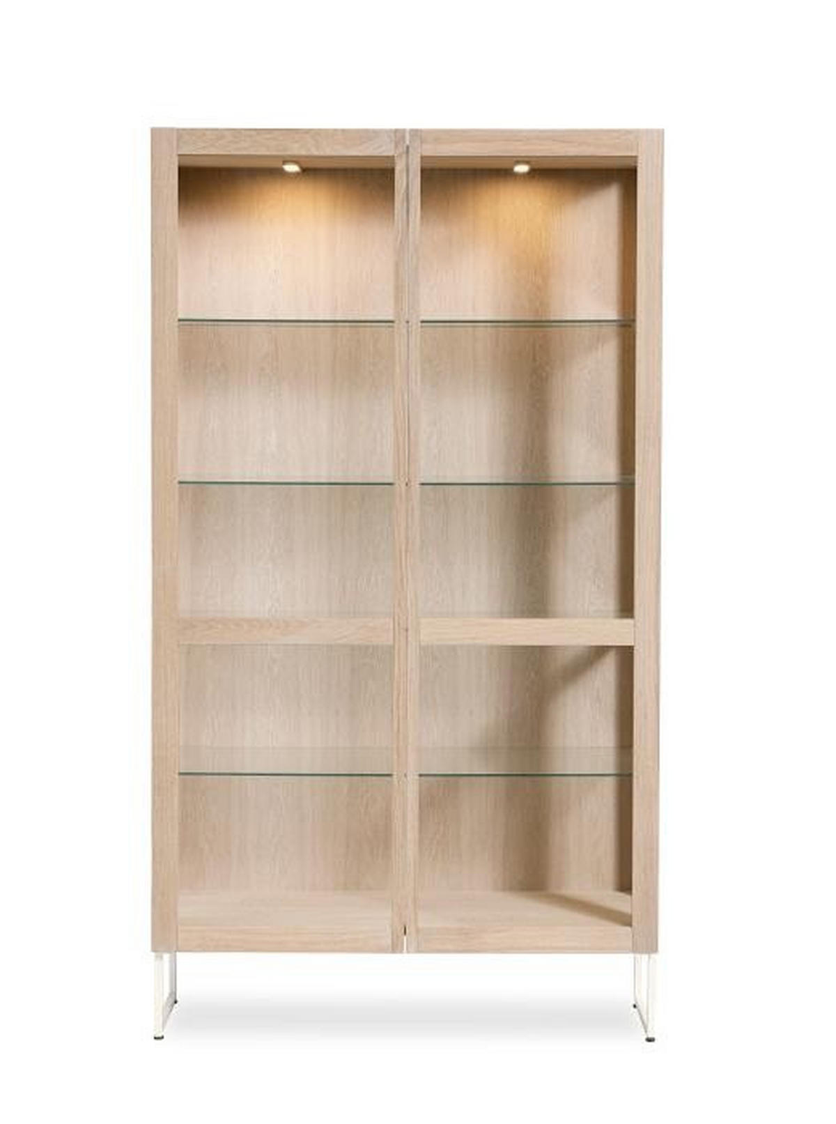 VITRINSKÅP  i faner, delar i massivt trä ek transparent, ek Bianco  - ek Bianco/transparent, Design, glas/trä (100/162/43cm) - Skovby