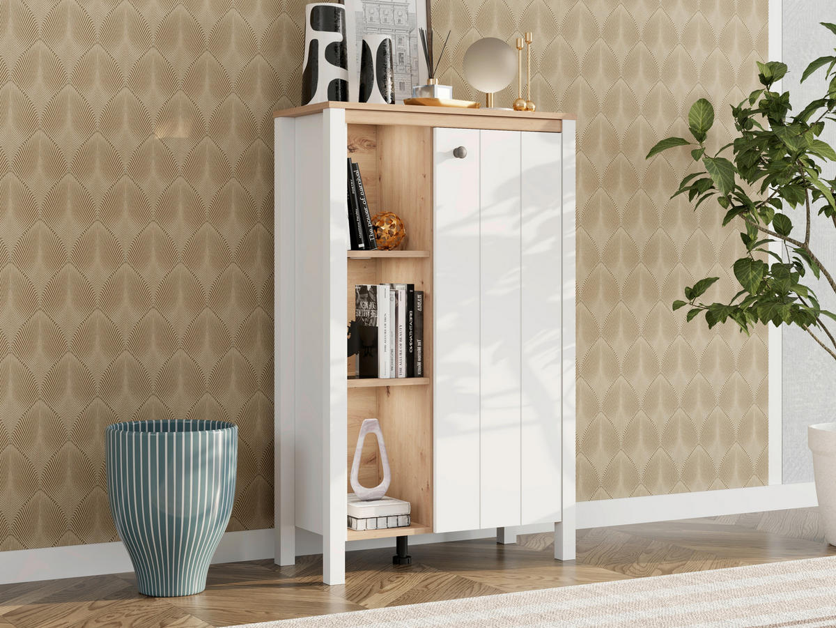 VITRINA 73/33,5/117,5 cm   - bijela/bakrenaste boje, Basics, drvni materijal/plastika (73/33,5/117,5cm)