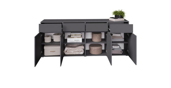 SIDEBOARD  200/79,6/39,8 cm 4 Schublade(n)  - Anthrazit/Schwarz, Design, Holzwerkstoff/Kunststoff (200/79,6/39,8cm) - Xora