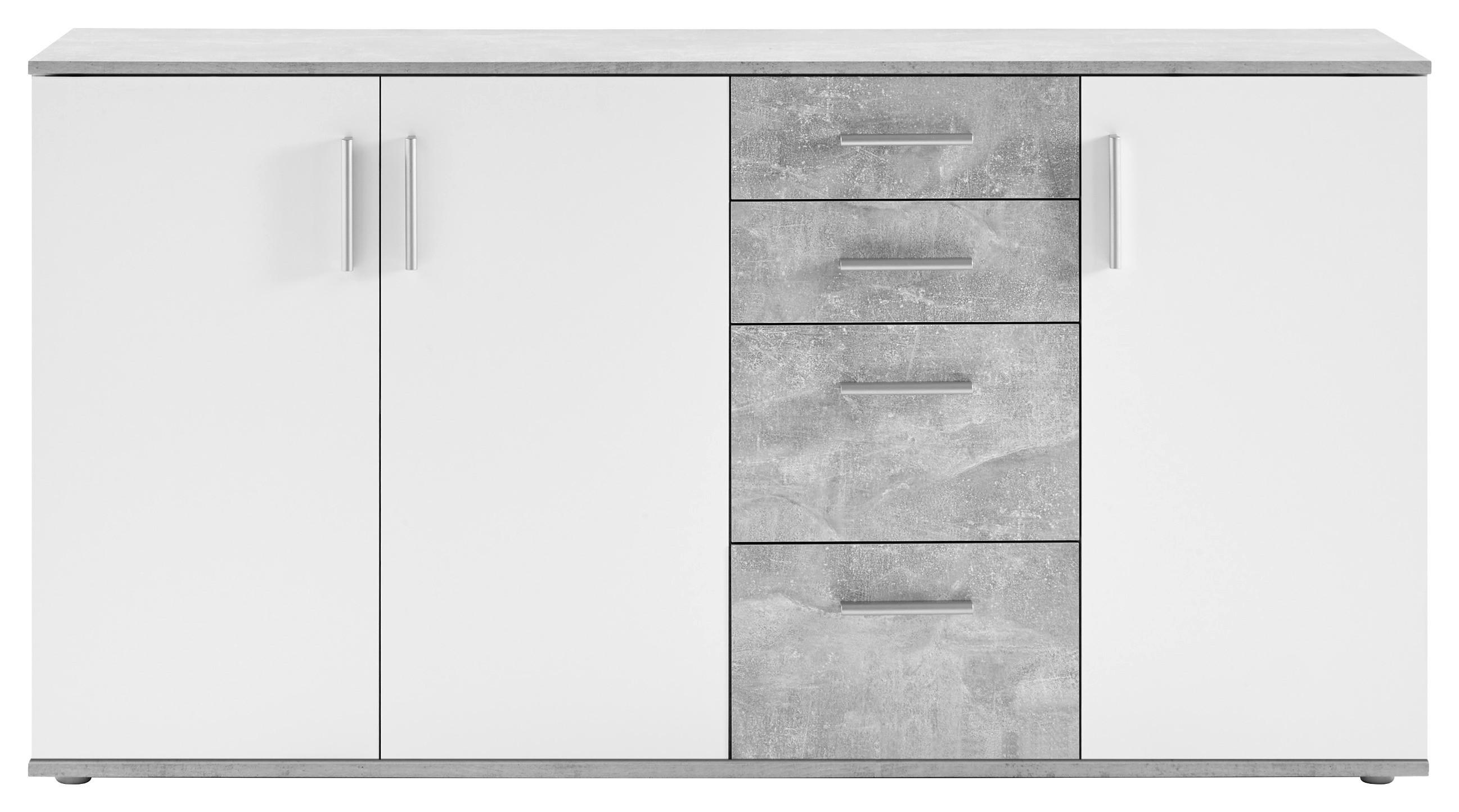 KOMMODE 160/82/35 cm  - Silberfarben/Weiß, KONVENTIONELL, Holzwerkstoff/Kunststoff (160/82/35cm) - Carryhome