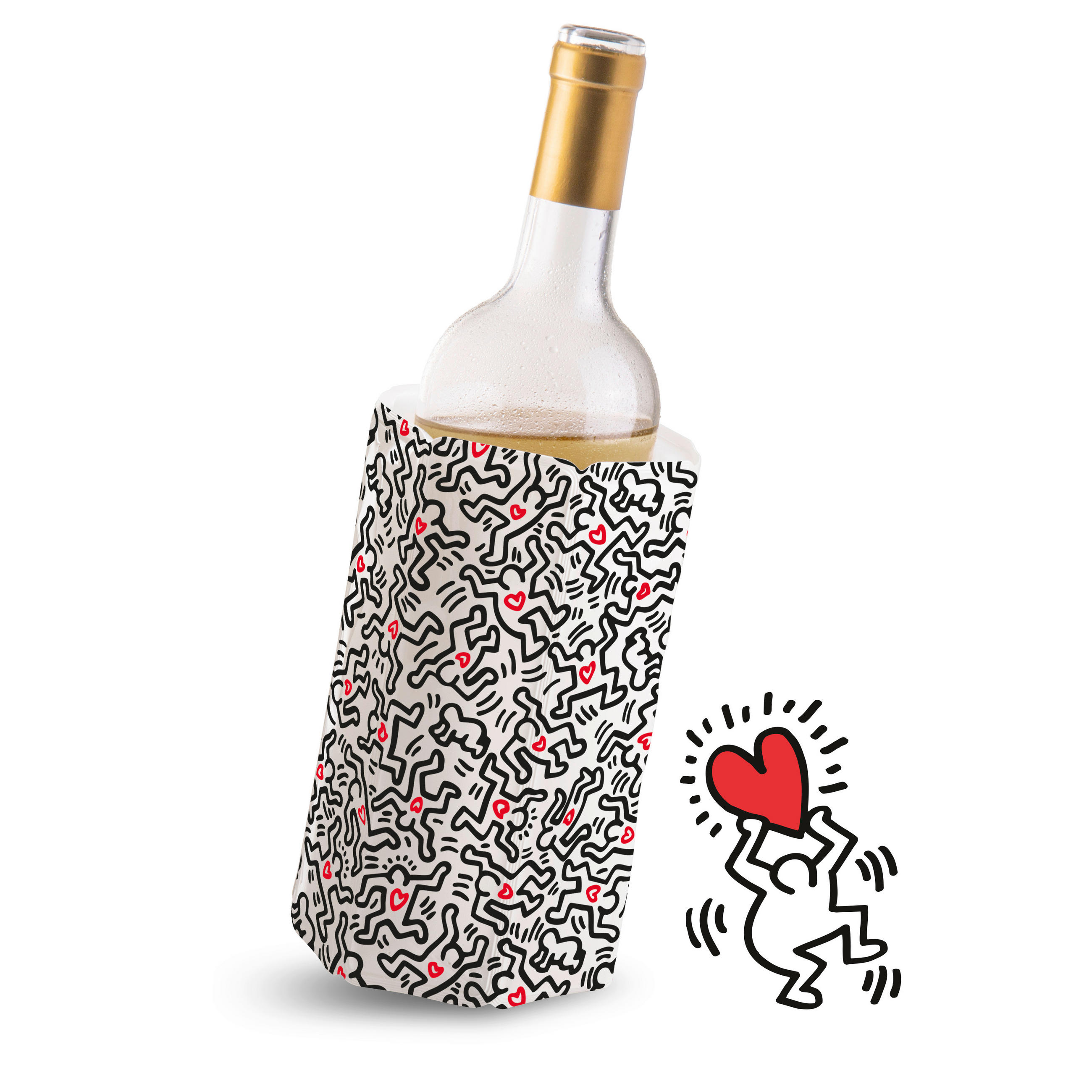 POSUDA ZA HLAĐENJE VINA  1 l  Keith Haring  - bijela visoki sjaj/crvena, Basics, plastika (3/17.5/14cm) - Vacu Vin