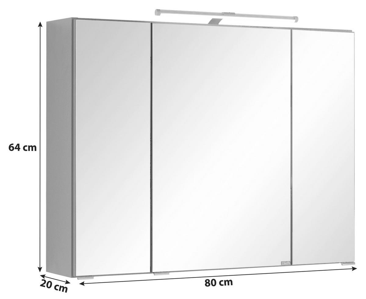 SPIEGELSCHRANK 80/64/20 cm  - Chromfarben/Graphitfarben, KONVENTIONELL, Glas/Holzwerkstoff (80/64/20cm) - Held