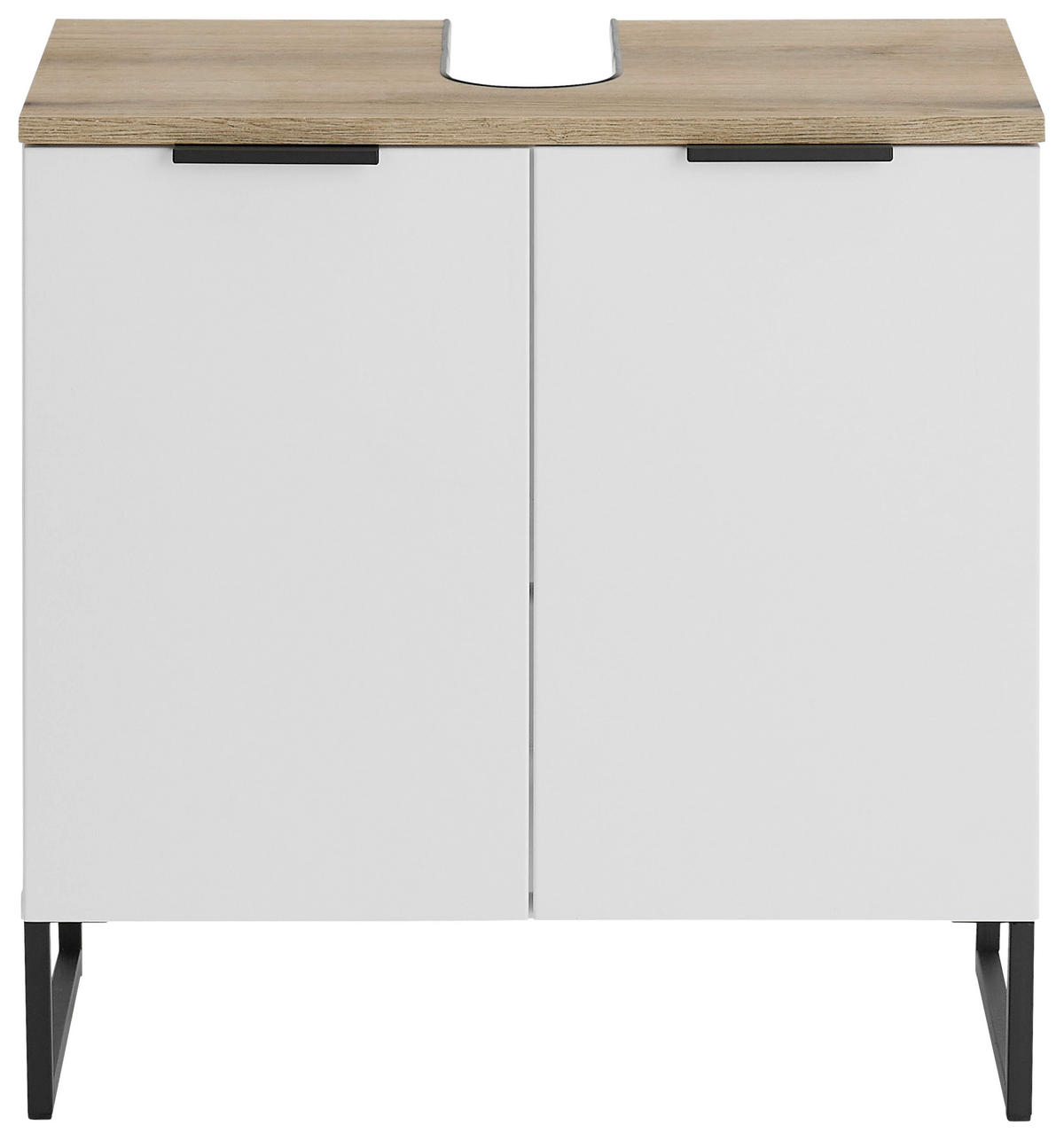 WASCHBECKENUNTERSCHRANK 60/60/35 cm  - Eichefarben/Schwarz, KONVENTIONELL, Holzwerkstoff/Metall (60/60/35cm) - home24