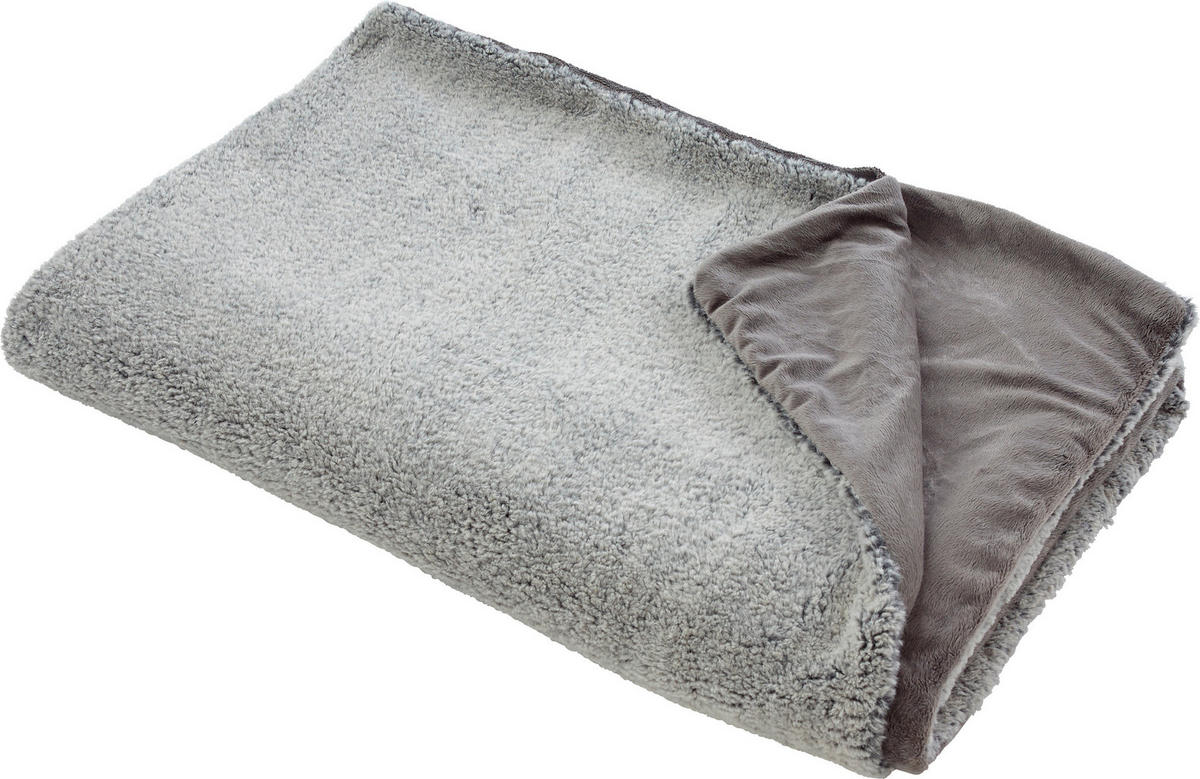 KOŽEŠINOVÁ DEKA, polyester, 150/200 cm - šedá, Konvenční, textil (150/200cm) - Novel