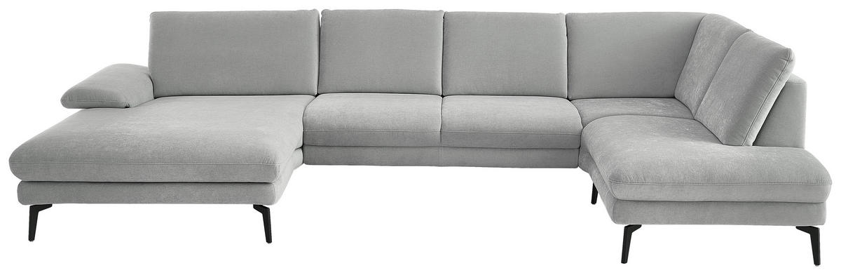 WOHNLANDSCHAFT Chenille, Flachgewebe Silberfarben  - Silberfarben/Schwarz, Design, Textil/Metall (180/344/208cm) - Dieter Knoll