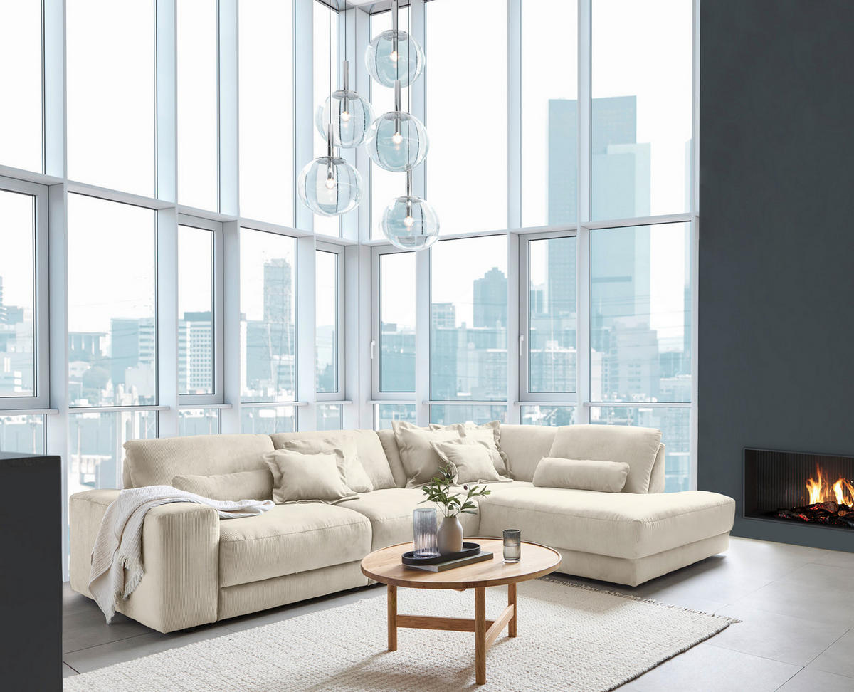 ECKSOFA in Feincord Naturfarben  - Schwarz/Naturfarben, Design, Kunststoff/Textil (316/242cm) - Niels Andersson