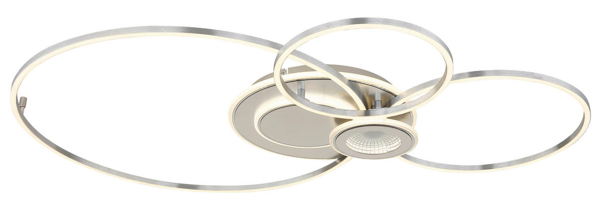 LED-DECKENLEUCHTE Beltran 103,5/65/8,5 cm  - Silberfarben/Opal, Design, Kunststoff/Metall (103,5/65/8,5cm) - Globo