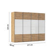 SCHWEBETÜRENSCHRANK  in Weiß, Eiche Artisan  - Chromfarben/Weiß, KONVENTIONELL, Glas/Holzwerkstoff (271/223/68cm) - Novel