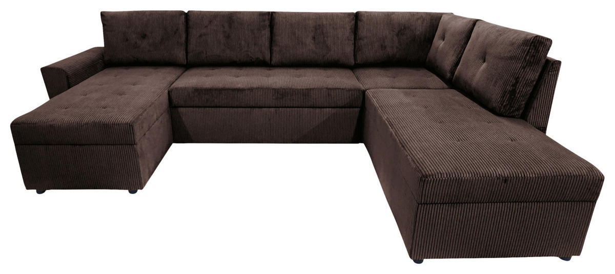 WOHNLANDSCHAFT TERMOLI Braun Cord  - Schwarz/Braun, Design, Kunststoff/Textil (155/297/212cm) - MID.YOU