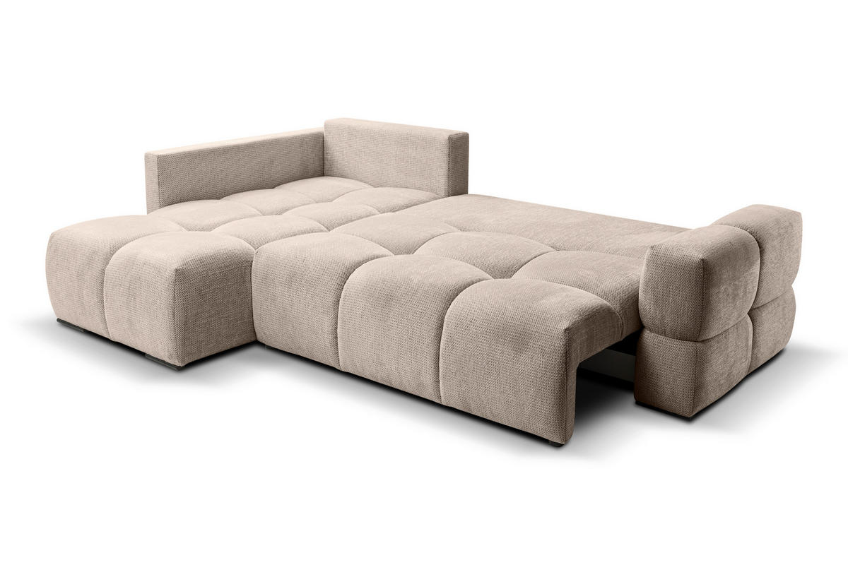 HÖRNSOFFA i chenille beige  - beige/svart, Design, metall/textil (185/267cm) - Stylife