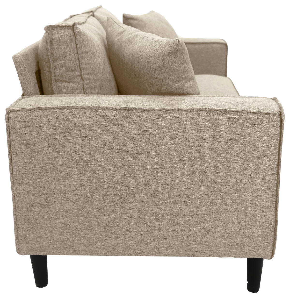 2-SITZER-SOFA in Leinenoptik Beige  - Beige/Schwarz, Basics, Holz/Textil (141,5/84/83cm) - P & B