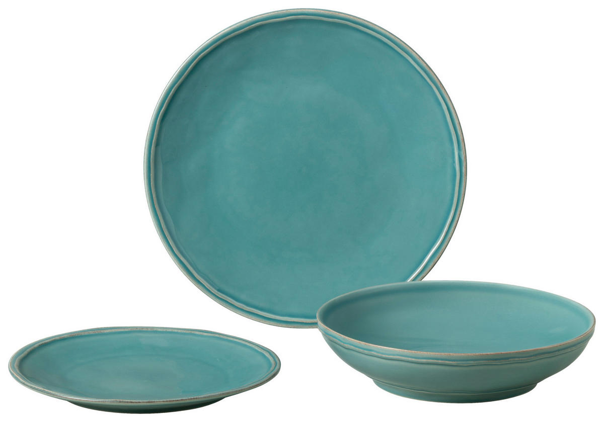 KOMBISERVICE Türkis FONTANA 12-teilig 4 Personen  - Türkis, Basics, Keramik - Costa Nova