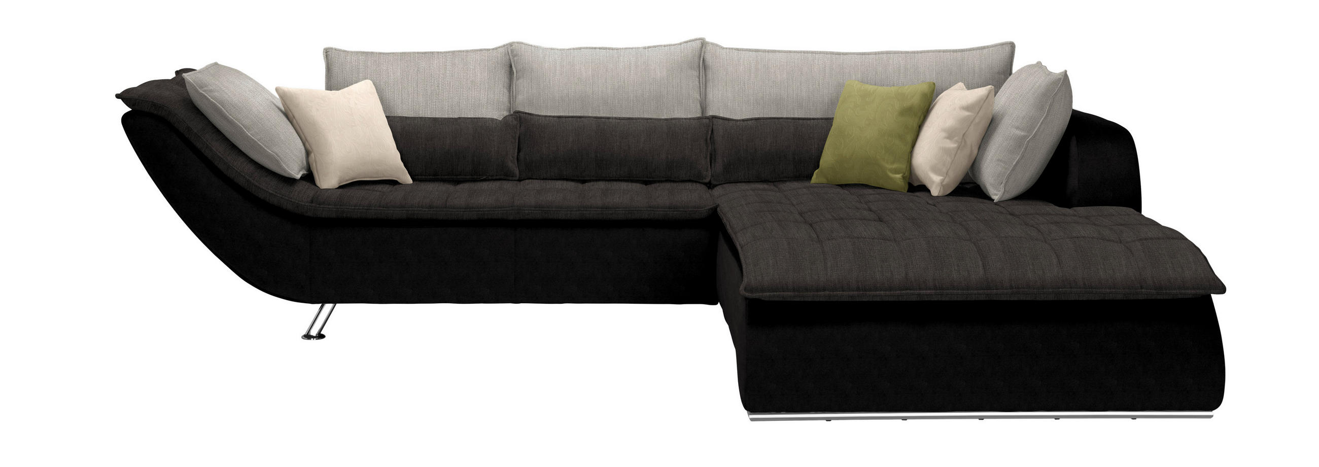 HÖRNSOFFA i grå, svart  - grön/kromfärg, Design, metall/textil (300/220cm) - Livetastic