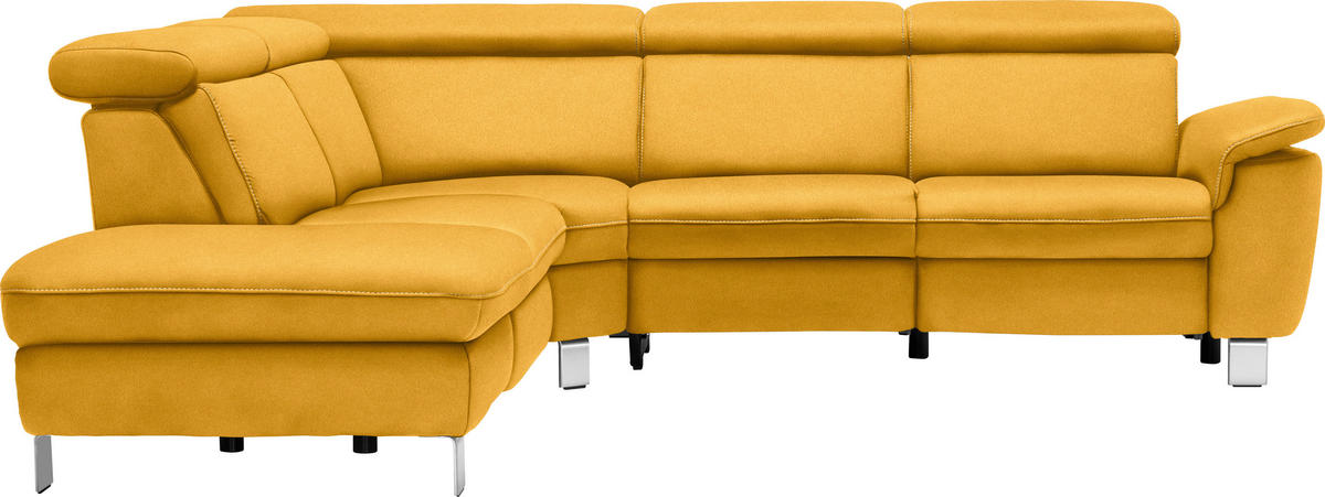 ECKSOFA  in Flachgewebe, Mikrofaser Gelb  239/271 cm  - Gelb/Beige, Design, Textil/Metall (239/271cm) - Cantus