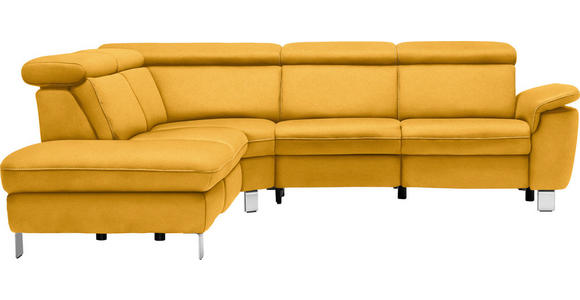 ECKSOFA in Flachgewebe, Mikrofaser Gelb  239/271 cm  - Gelb/Beige, Design, Textil/Metall (239/271cm) - Cantus