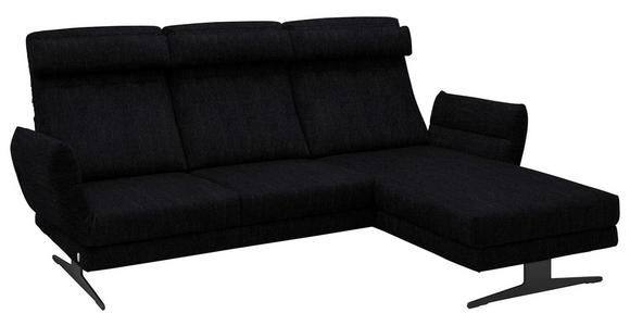ECKSOFA  in Flachgewebe Schwarz  279-327/176-217 cm  - Schwarz, Design, Textil/Metall (279-327/176-217cm) - Dieter Knoll